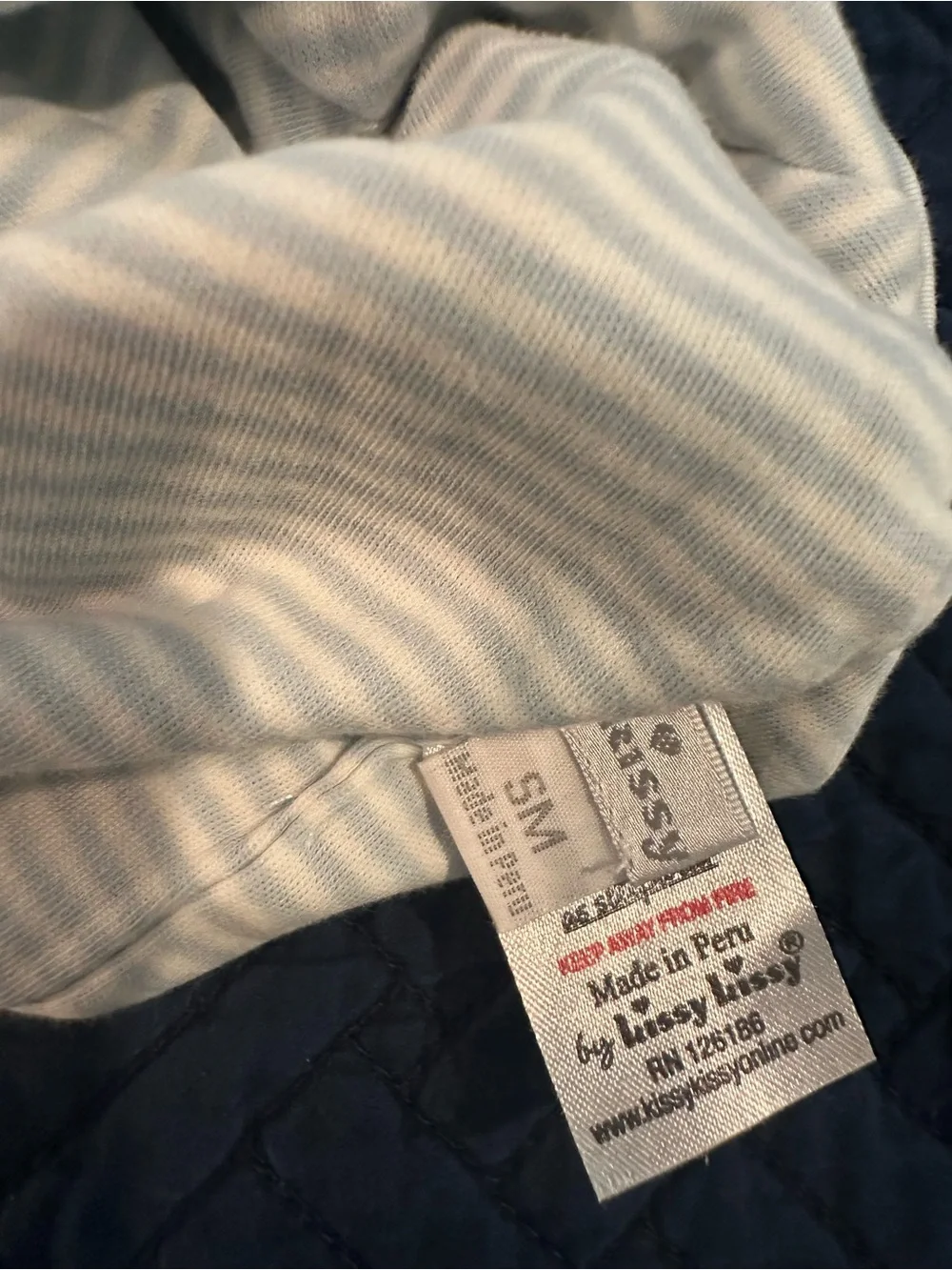 Kissy Kissy Light Blue & Cream Striped Infant Beanie Cotton Hat Size SM